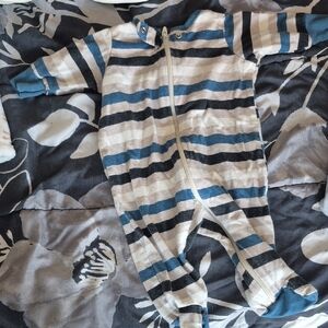 Cozy Striped Blue and Cream Kids Footie